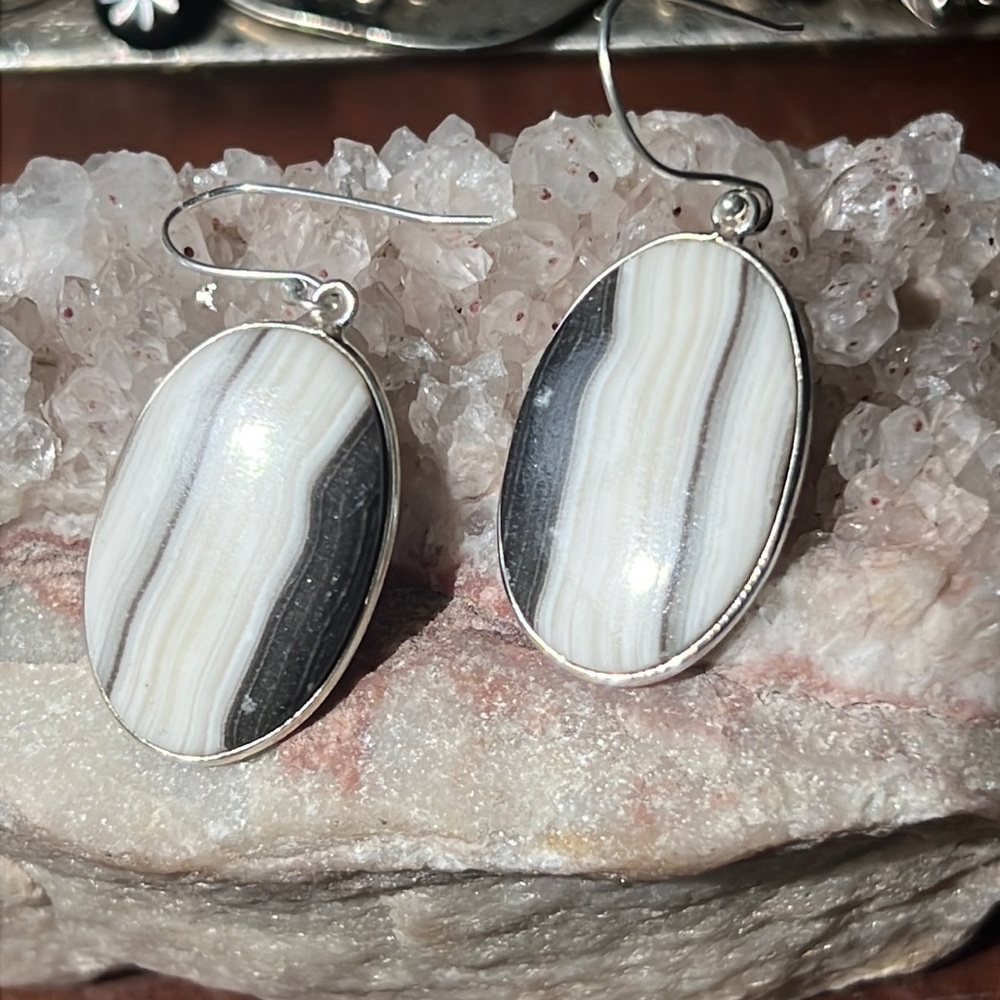NATURAL PRAIRIE AGATE 925 STERLING SILVER EARRINGS